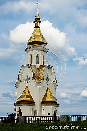 Artisticï¼Œ gold laden tower of orthodox church style in Kievï¼Œ Ukraine Stock Photo